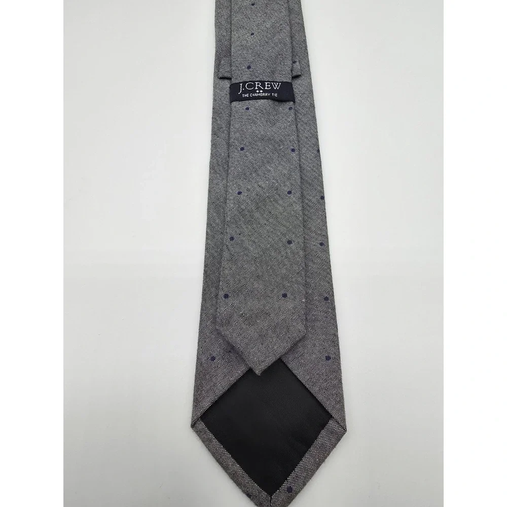 J.CREW Cotton Skinny Necktie Tie Gray Blue Spotted Pattern 60